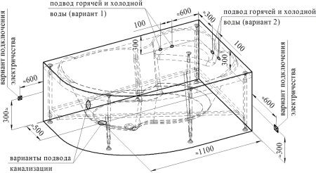 Акриловая ванна Radomir Vannesa Massage Ирма 160х105, с каркасом, экраном и полотенцедержателем, кла 