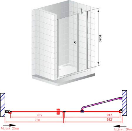 Душевая дверь в нишу Cezares Elena W B11 100/80 C Cr 