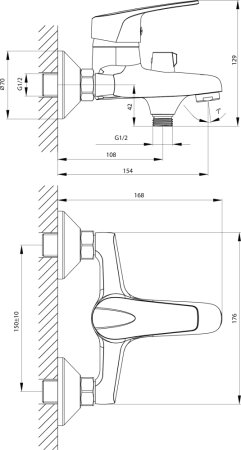 Смеситель для ванны Rossinka D40-30 Хром 