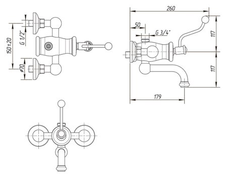 Смеситель Migliore Vivaldi ML.VIV-9903 Cr для ванны с душем 