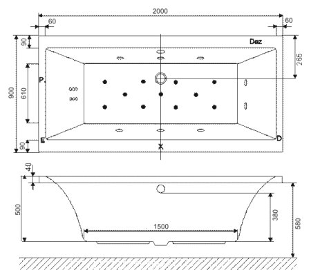 Акриловая ванна Excellent Pryzmat 200x90 