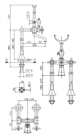 Смеситель Cezares Lord LORD-VDP-03 напольный 
