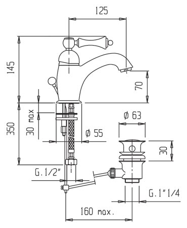Смеситель Cezares Margot MARGOT-LSM1-02-M для раковины 