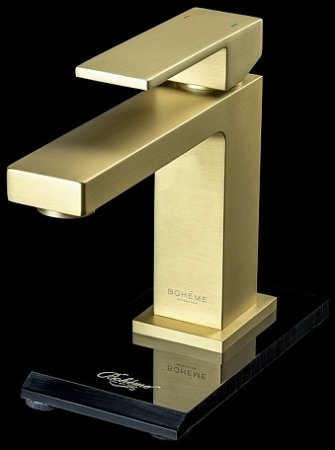 Смеситель для раковины Boheme Qubic 471-MG Золото матовое 