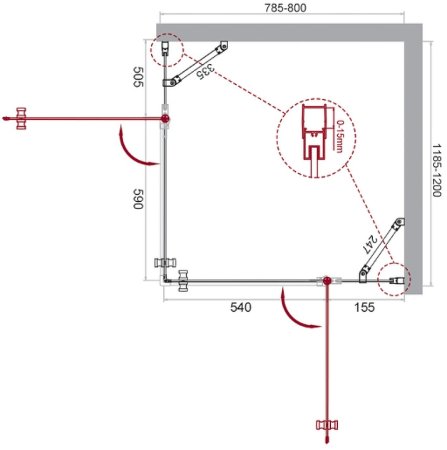 Душевой уголок BelBagno Etna 80х120 ETNA-AH-22-80/120-C-Cr профиль Хром стекло прозрачное 