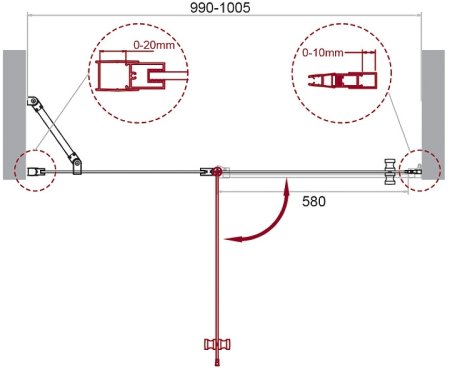 Душевая дверь BelBagno Etna 100 ETNA-B-12-60/40-C-Cr профиль Хром стекло прозрачное 
