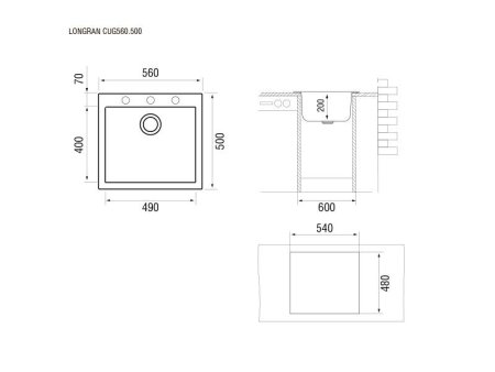 Мойка для кухни каменная Longran Cube CUG 56х50 Альпина 