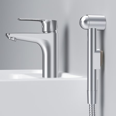 Смеситель для раковины AM.PM Gem F90A03000 с гигиеническим душем Хром 