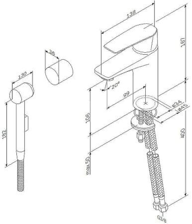 Смеситель для раковины AM.PM Gem F90A03000 с гигиеническим душем Хром 