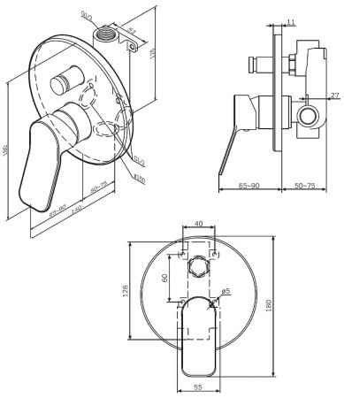 Смеситель для душа AM.PM X-Joy F85A45000 Хром 