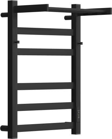 Полотенцесушитель электрический APEXTERMO Terra TR11164BM 600x400 с крючками и полкой, черный матовый 