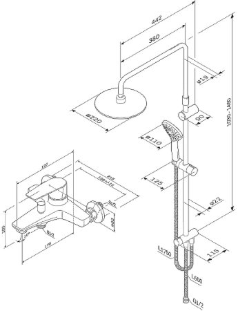 Душевая система AM.PM Gem F42890A14 Черная 