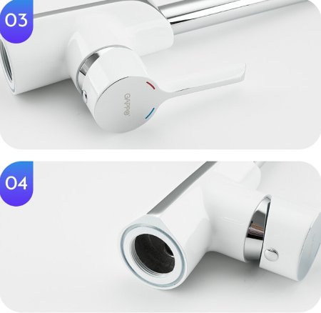 Смеситель для кухни Gappo G03-8 G4003-8 Белый Хром 