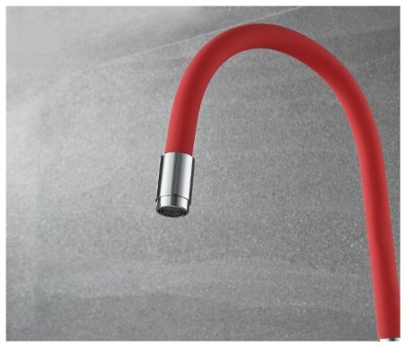 Смеситель Ledeme L4898-1 для кухонной мойки, хром/ красный 