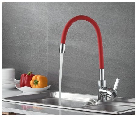 Смеситель Ledeme L4898-1 для кухонной мойки, хром/ красный 