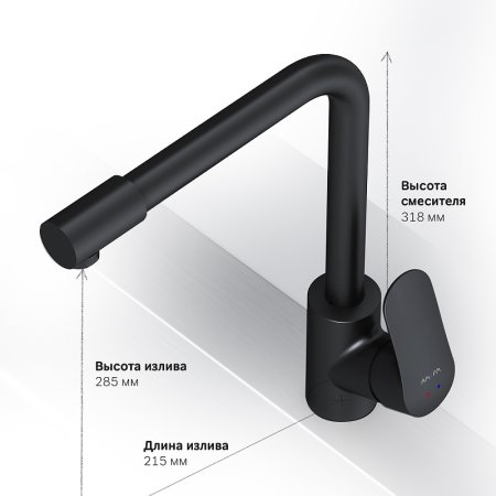 Смеситель для кухни AM.PM Like F8005722 Черный 