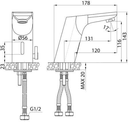 Смеситель для умывальника Iddis Pulse, сенсорный (PULSBS1i86) 