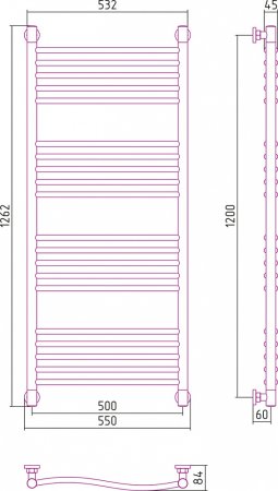Полотенцесушитель водяной Сунержа Флюид+ 120x50 