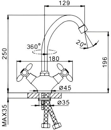 Смеситель для кухни Frap H27 F4127 Хром 