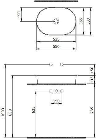 Раковина-чаша Berges Ego SL 55 181612 Серая матовая 