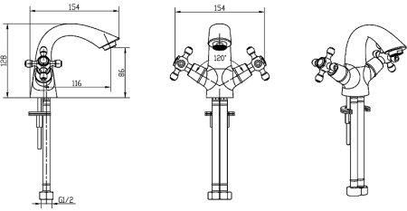 Смеситель для раковины Boheme Crystal 311-CRST Бронза 