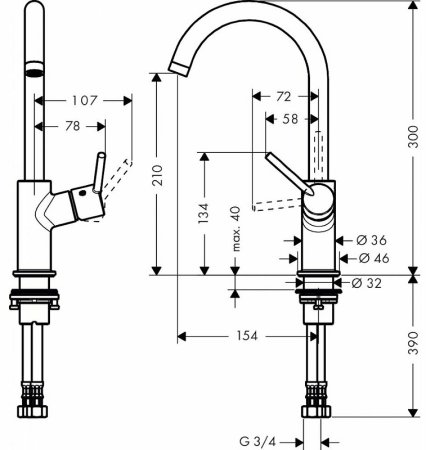 Смеситель для раковины Hansgrohe Talis 32082000 Хром 