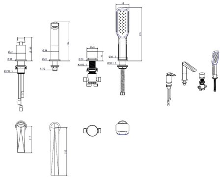 Смеситель на борт ванны Boheme Venturo 370 Хром 