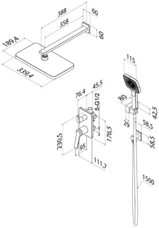 Встраиваемая система с тропическим и ручным душем IDDIS Parker матовый графит (PARGM02i67) 