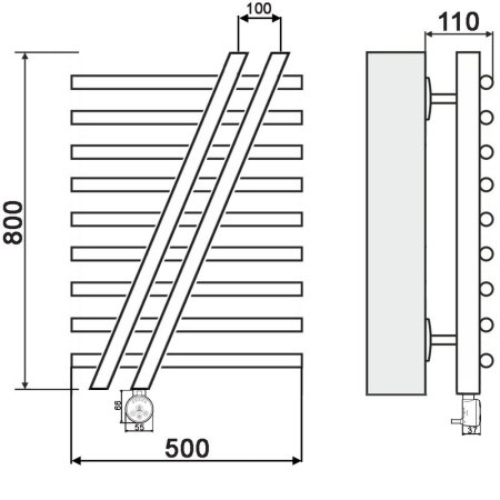 Полотенцесушитель электрический Ника Bamboo ЛБ7 80х50 