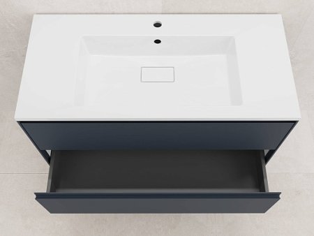 Тумба подвесная "ЛИМА 100" эмаль, под раковину LINE 100, 2 ящ., PLUS, графит 