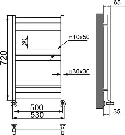 Полотенцесушитель водяной Ника Modern ЛМ-7 80/50, белый матовый 