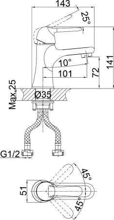 Комплект для ванной D&K Ambrosius Rhein DA1340002SET 4 в 1, три смесителя + душевой гарнитур 