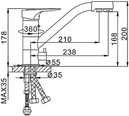 Смеситель для кухни Frap H04 F4304 Хром 