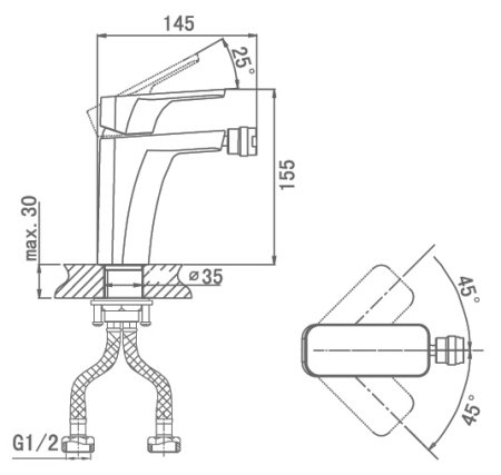 Смеситель D&K Berlin Technishe DA1432215 для биде, черный 