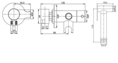 Гигиенический душ со смесителем Fiore 30CR8590 Хром 