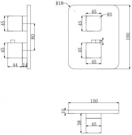 Душевой комплект Omnires Parma SYSPM11BL с внутренней частью, с термостатом 