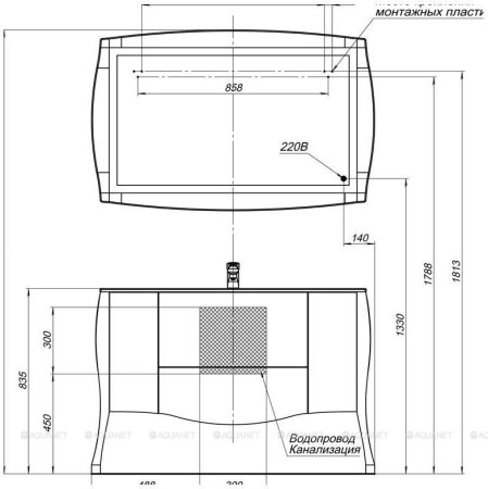 Зеркало Aquanet Виктория 120 черный/золото 