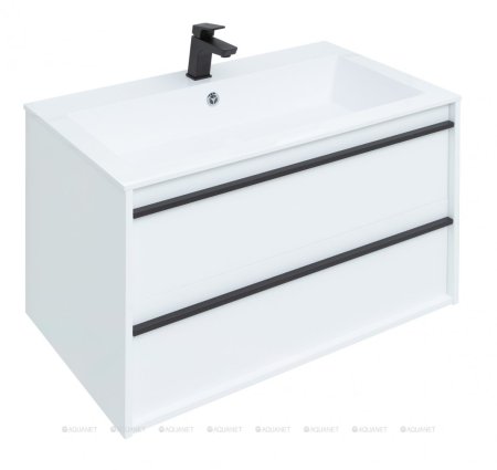 Тумба с раковиной Aquanet Lino 90 белый матовый 