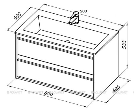 Тумба с раковиной Aquanet Lino 90 белый матовый 