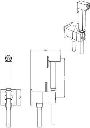 Гигиенический душ со смесителем Graffio Namir KSPAQ101-09ORO Золото 