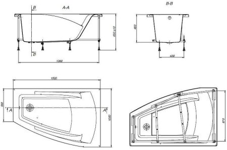 Акриловая ванна Roca Hall Angular 150х100 ZRU9302865 R без гидромассажа 