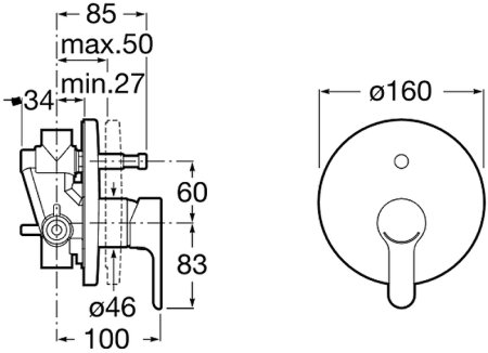 Смеситель для душа Roca L20 5A0A09C00 Хром 