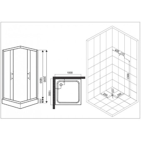 Душевой уголок Esbano ESD-8034 с поддоном 100x100 см, профиль хром, стекло рифленое 
