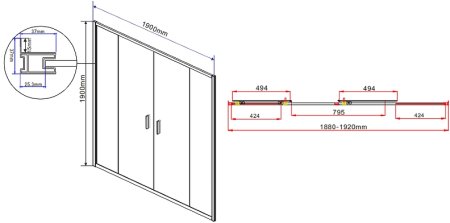 Душевая дверь Vincea Garda 200 VDS-1G2200CL профиль Хром стекло прозрачное 