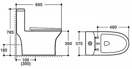 Унитаз моноблок Azario Sente AZ-8614 с бачком и сиденьем Микролифт 