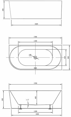 Акриловая ванна Vincea 170x80 VBT-402-1700R без гидромассажа 