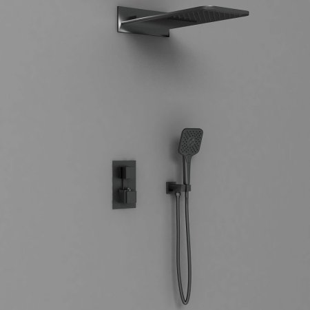 Душевая система Vincea VSFW-103TMB с термостатом Черная матовая 