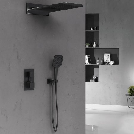Душевая система Vincea VSFW-103TMB с термостатом Черная матовая 