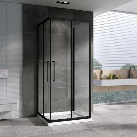 Душевой уголок Abber Schwarzer Diamant 80x80 AG02080BH-S80Bб профиль Черный стекло прозрачное 