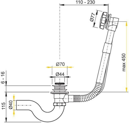 Слив-перелив для ванны Timo 8003/02 antique 
